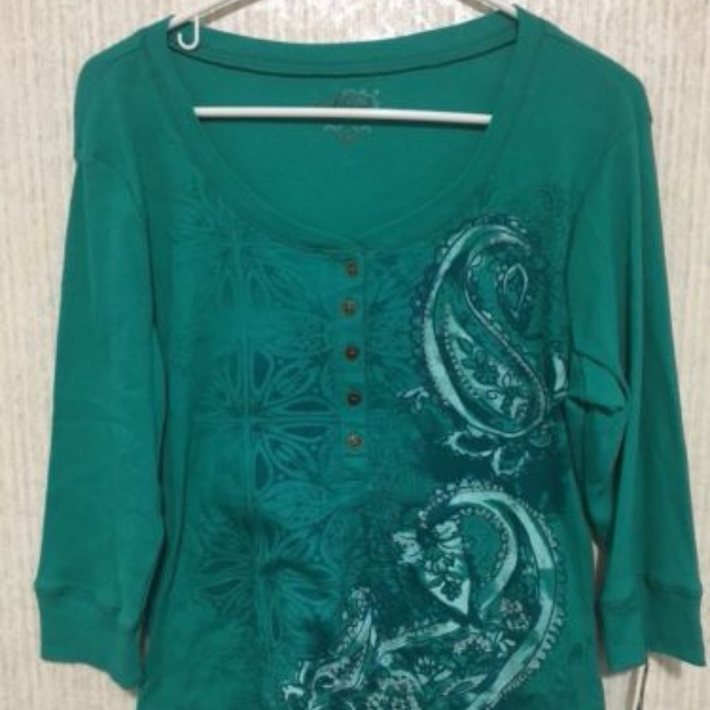 Women's SPORT Blouse PXL Petite Turquoise Gardenia